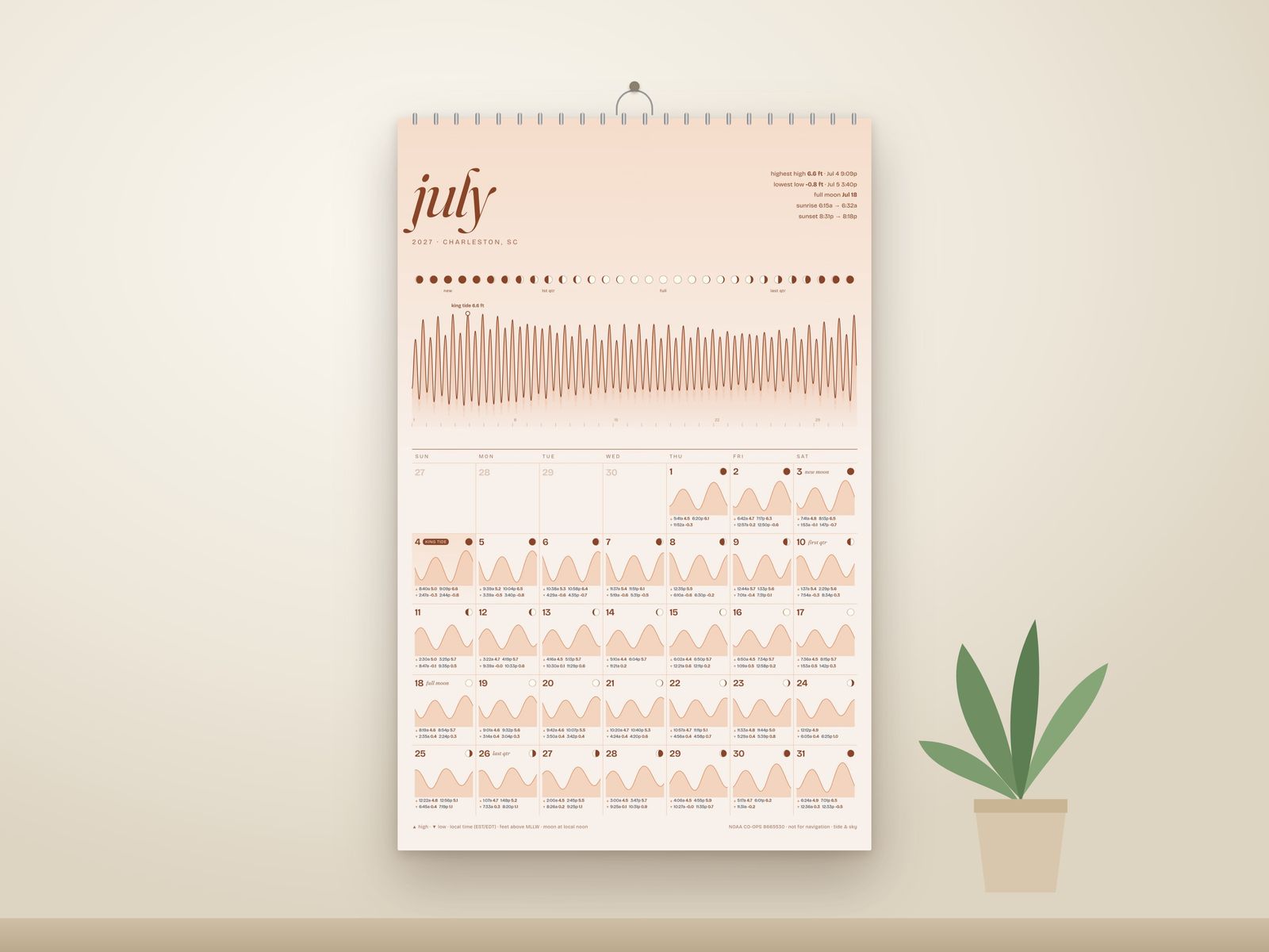 the calendar hanging on a wall