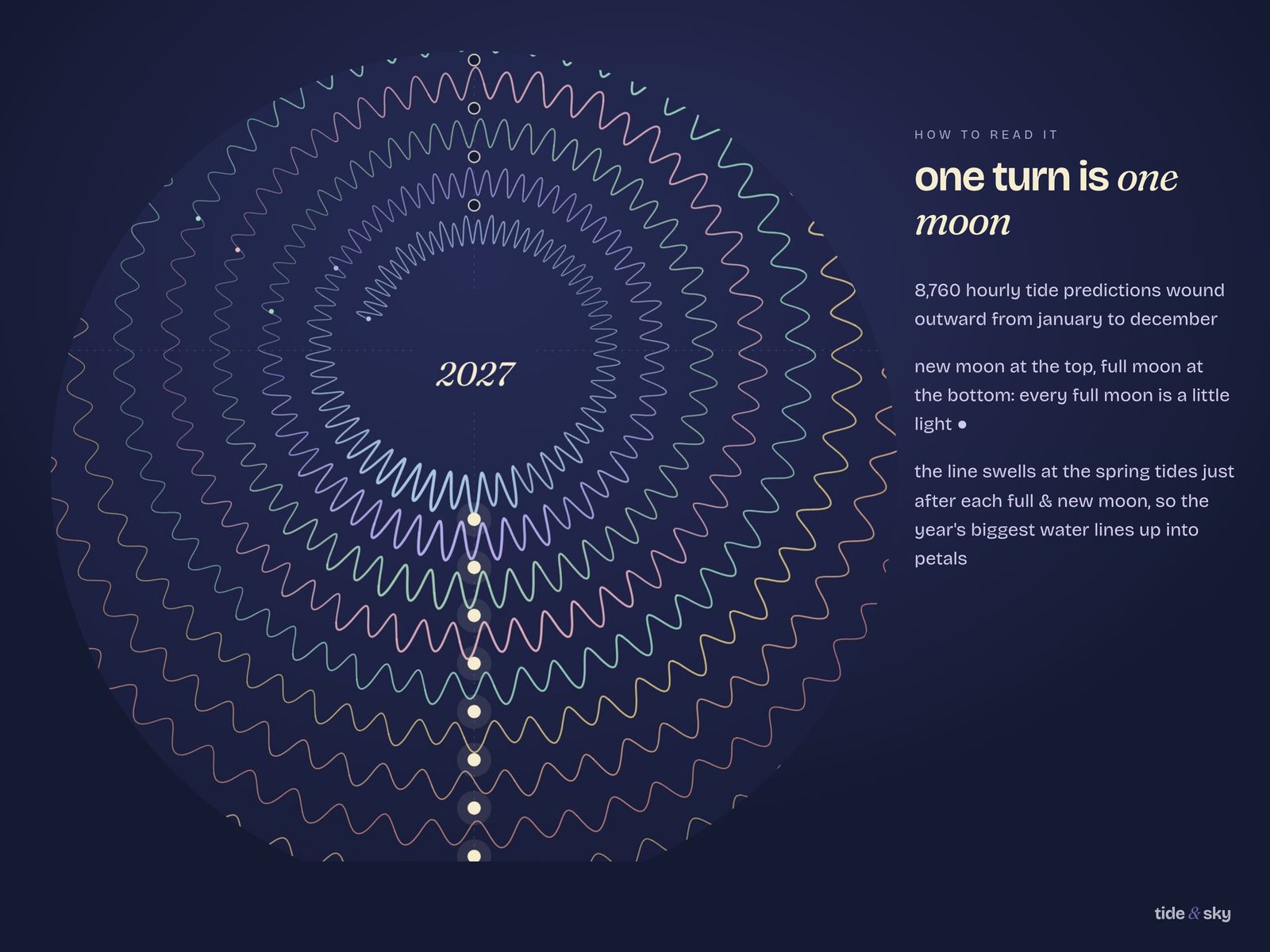 detail of the spiral: one turn, one moon